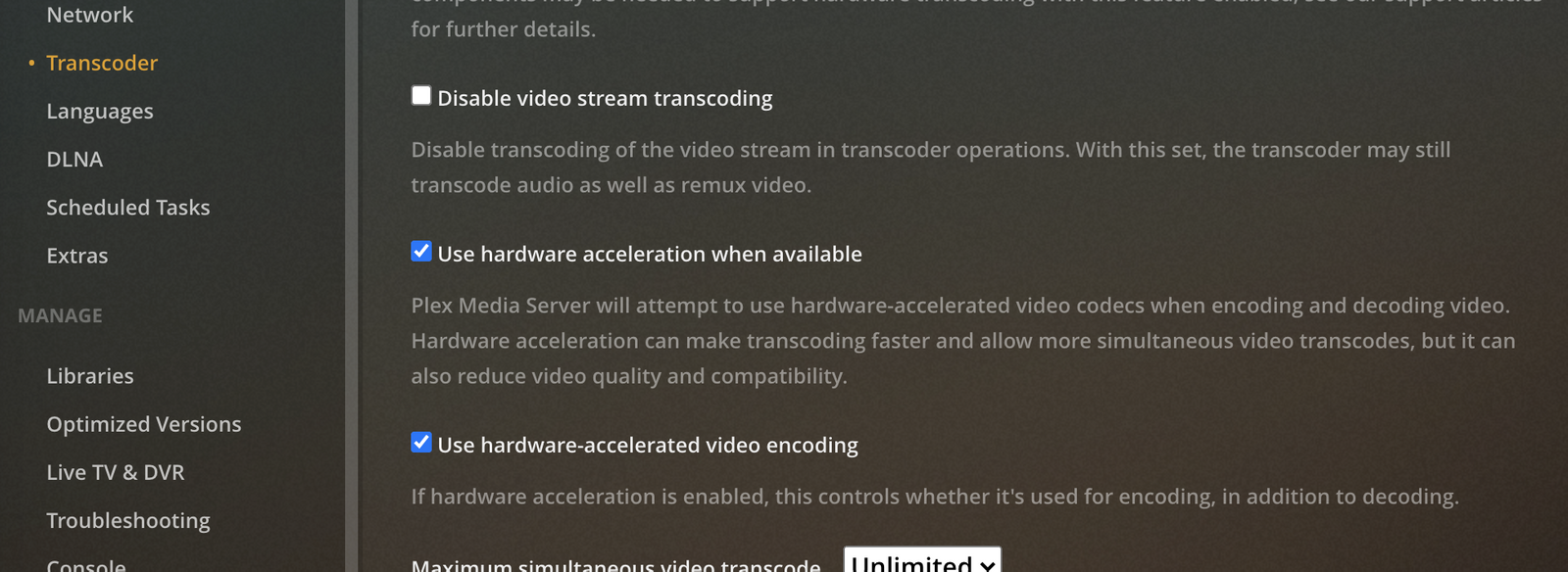 plex enable hardware transcoding